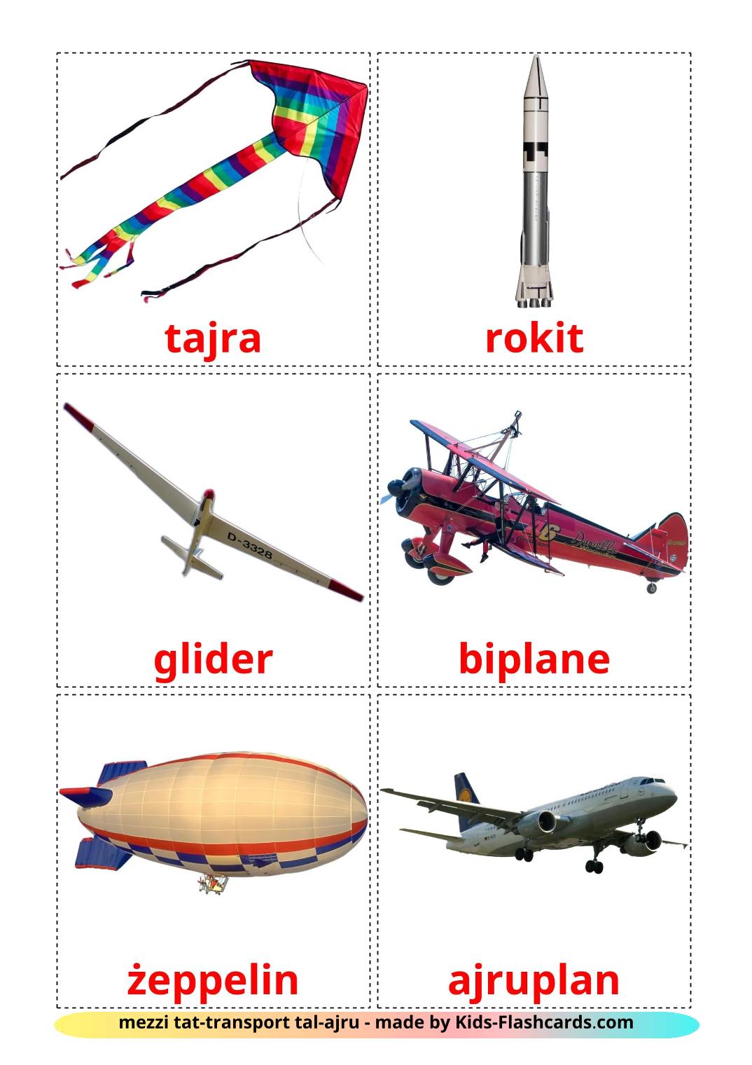 Lentokone - 14 Free Printable maltanksi Flashcards