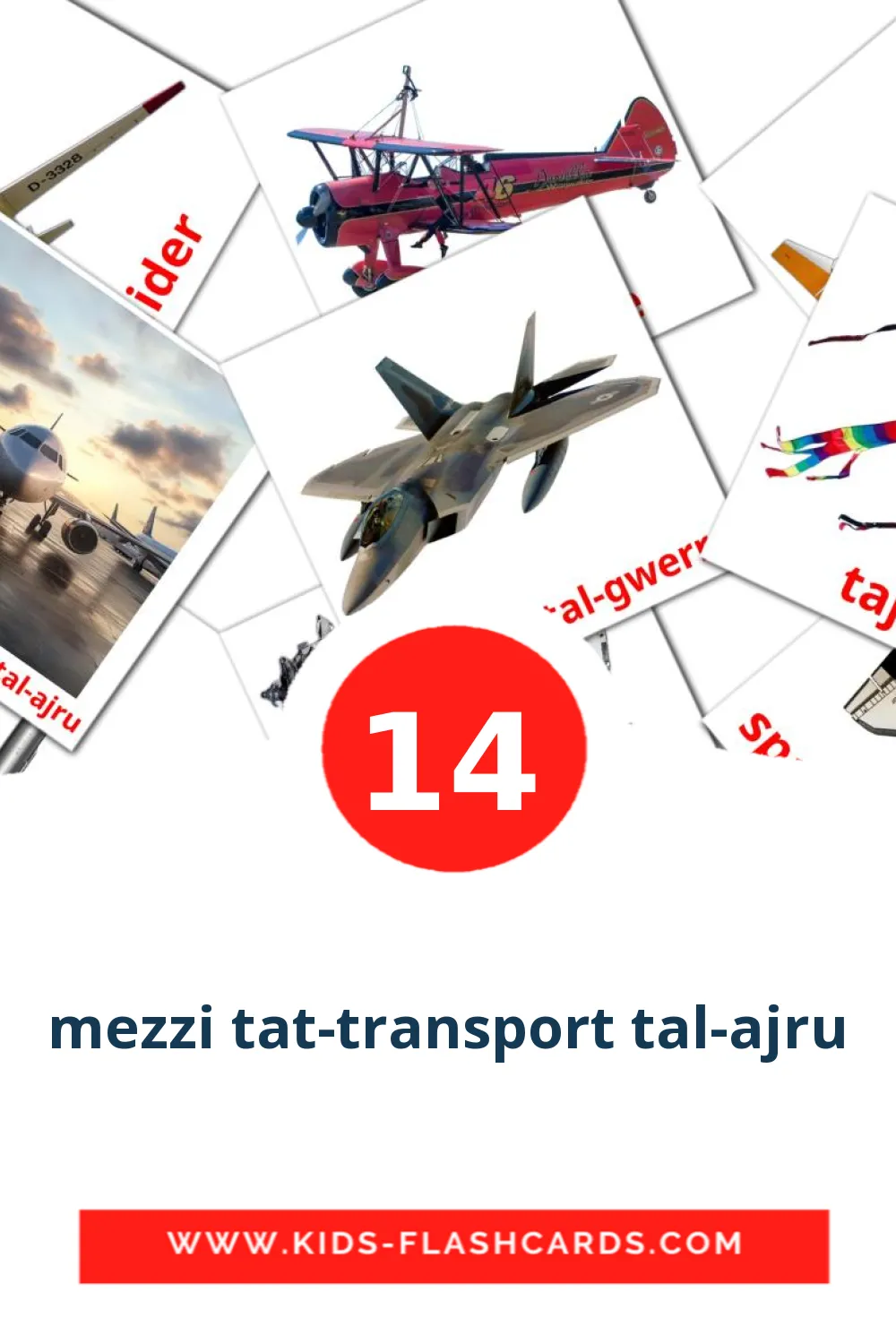14 mezzi tat-transport tal-ajru Picture Cards for Kindergarden in maltanksi