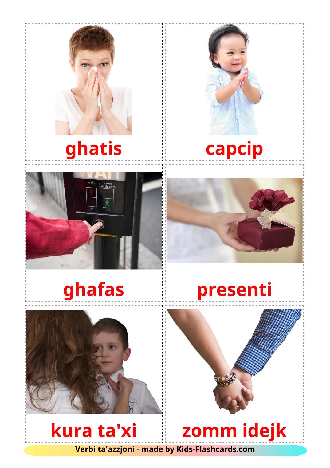 Verbos de Ação  - 52 Flashcards maltêses gratuitos para impressão