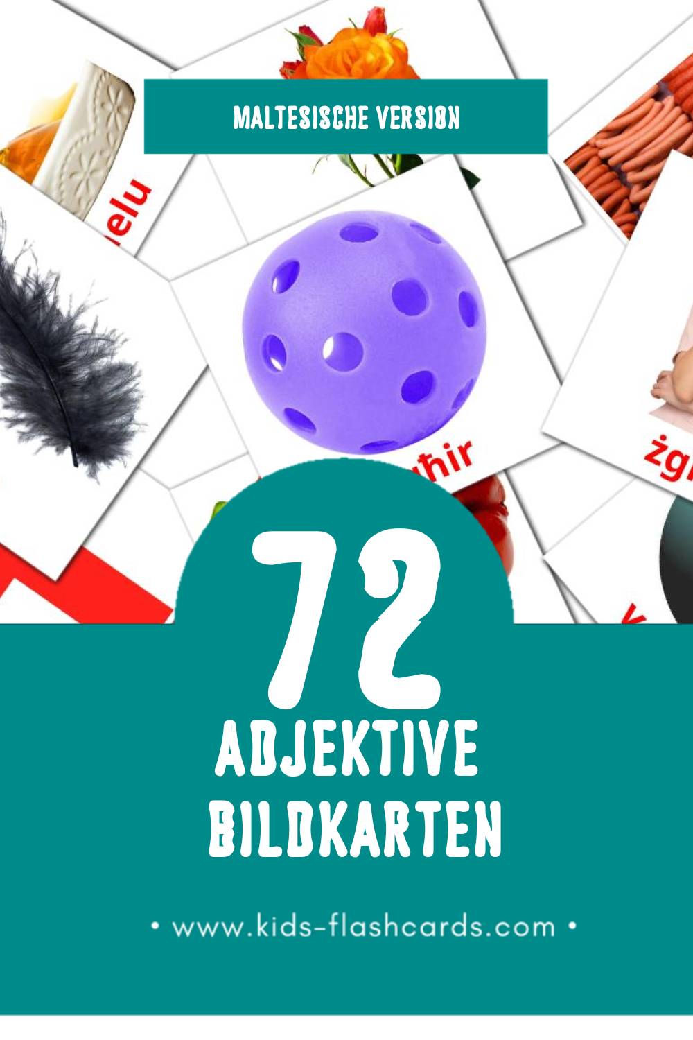 Visual Aġġettivi Flashcards für Kleinkinder (72 Karten in Maltesisch)