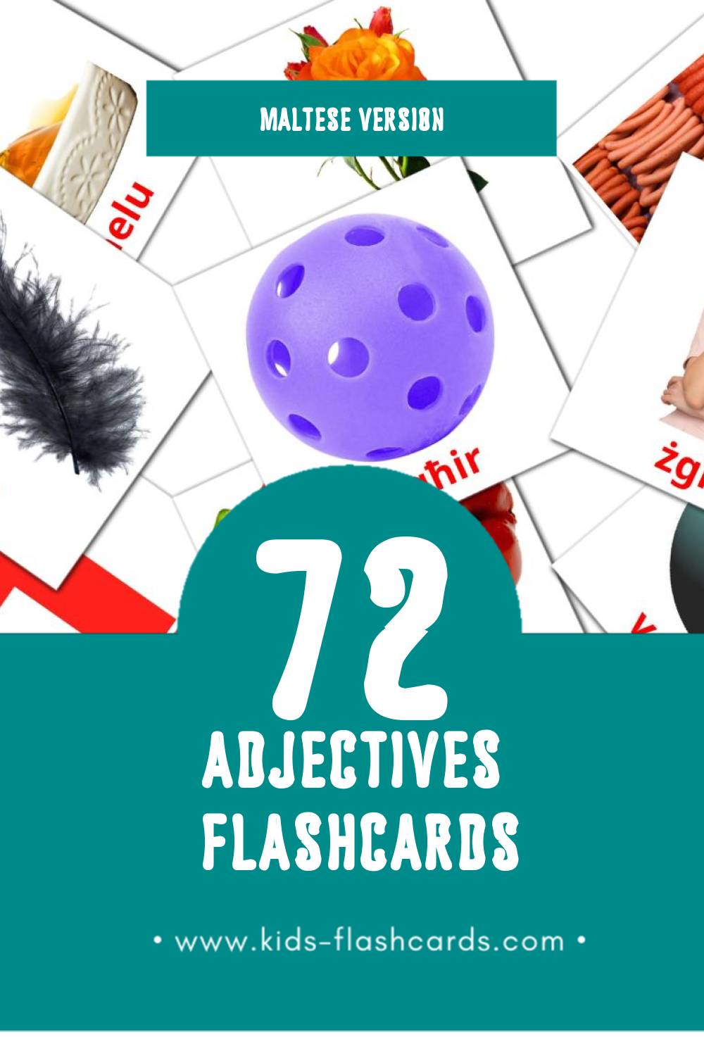 Visual Aġġettivi Flashcards for Toddlers (74 cards in Maltese)