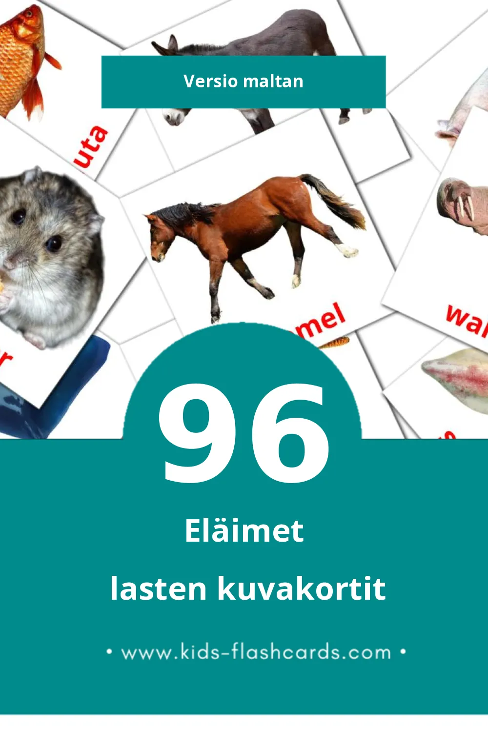 Annimali lasten kuvakortit pikkulapsille (96 korttia Maltanksi)