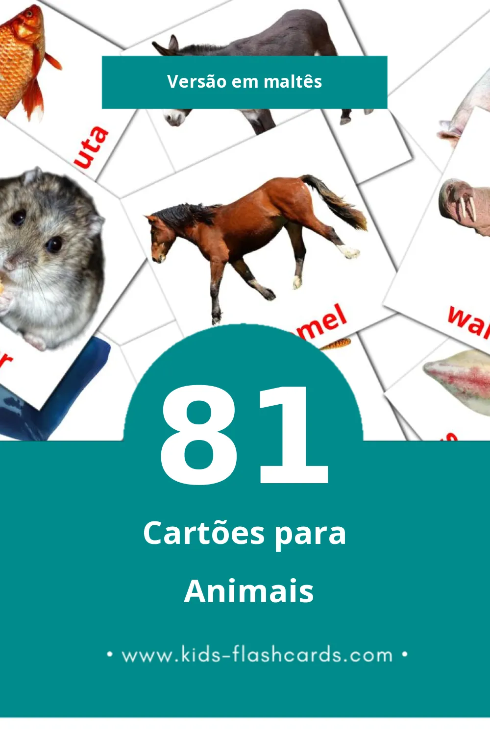 Flashcards de Annimali Visuais para Toddlers (81 cartões em Maltês)