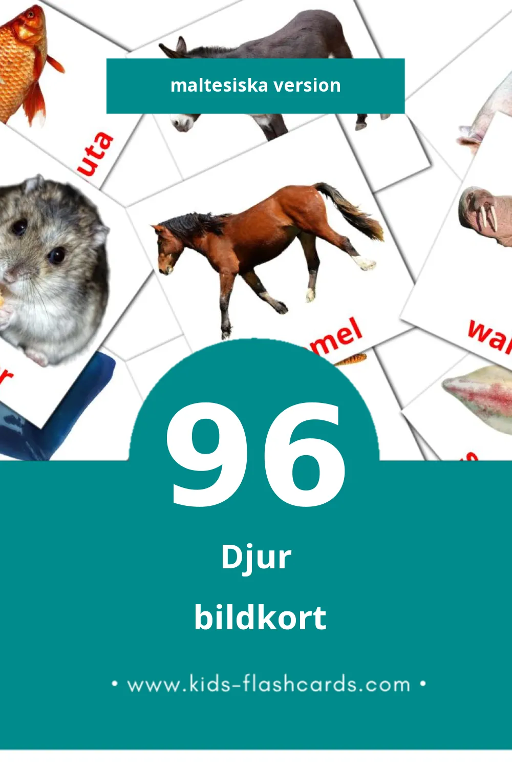Visuella Annimali för småbarn (96 bildkort för barn på Maltesiska)