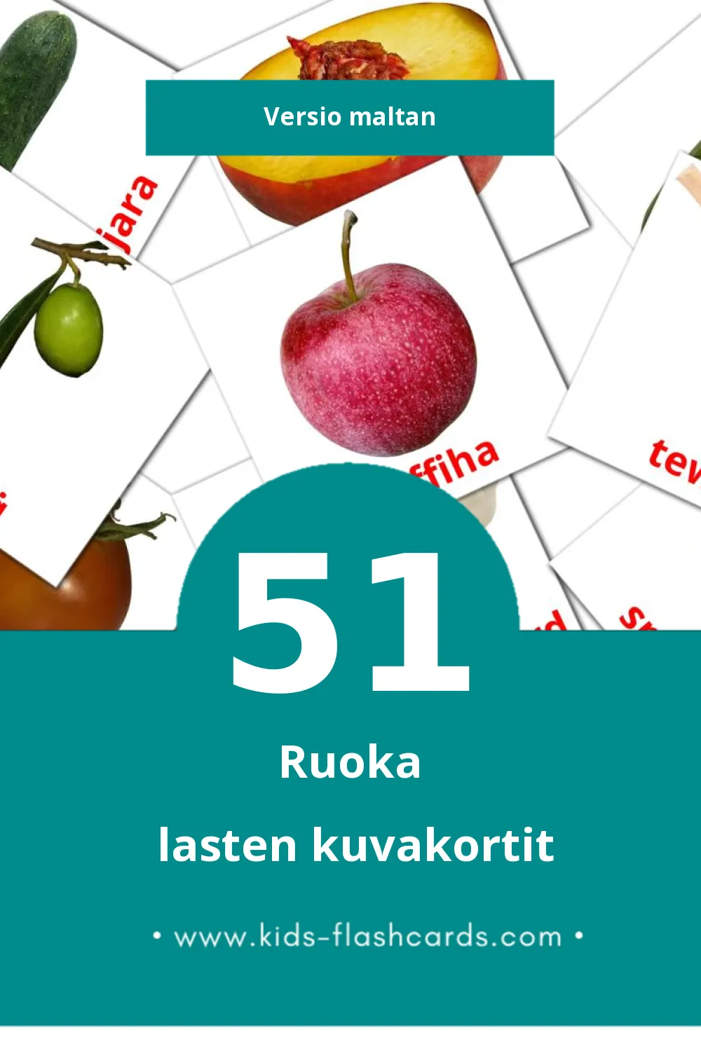 Ikel lasten kuvakortit pikkulapsille (51 korttia Maltanksi)