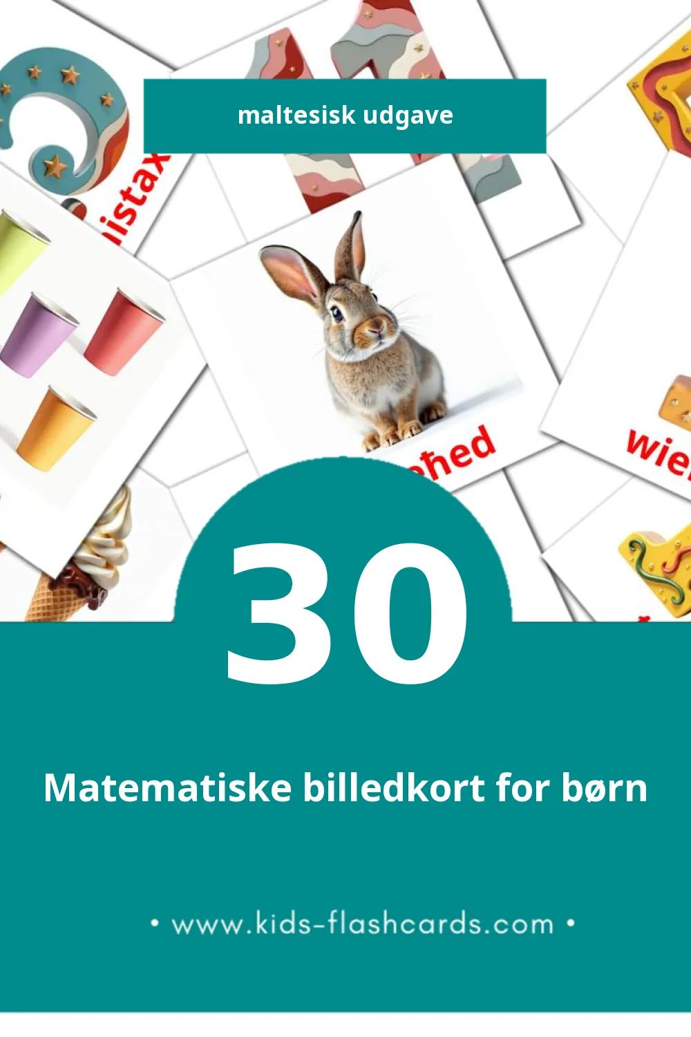 Visuelle billedkort for børn om Matematika til småbørn (30 kort på Maltesisk)
