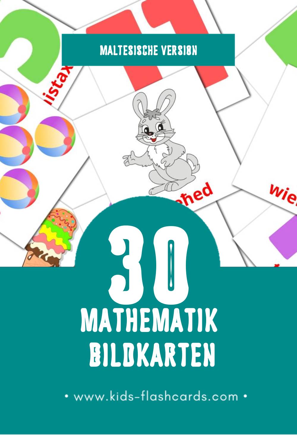 Visual Matematika Flashcards für Kleinkinder (30 Karten in Maltesisch)