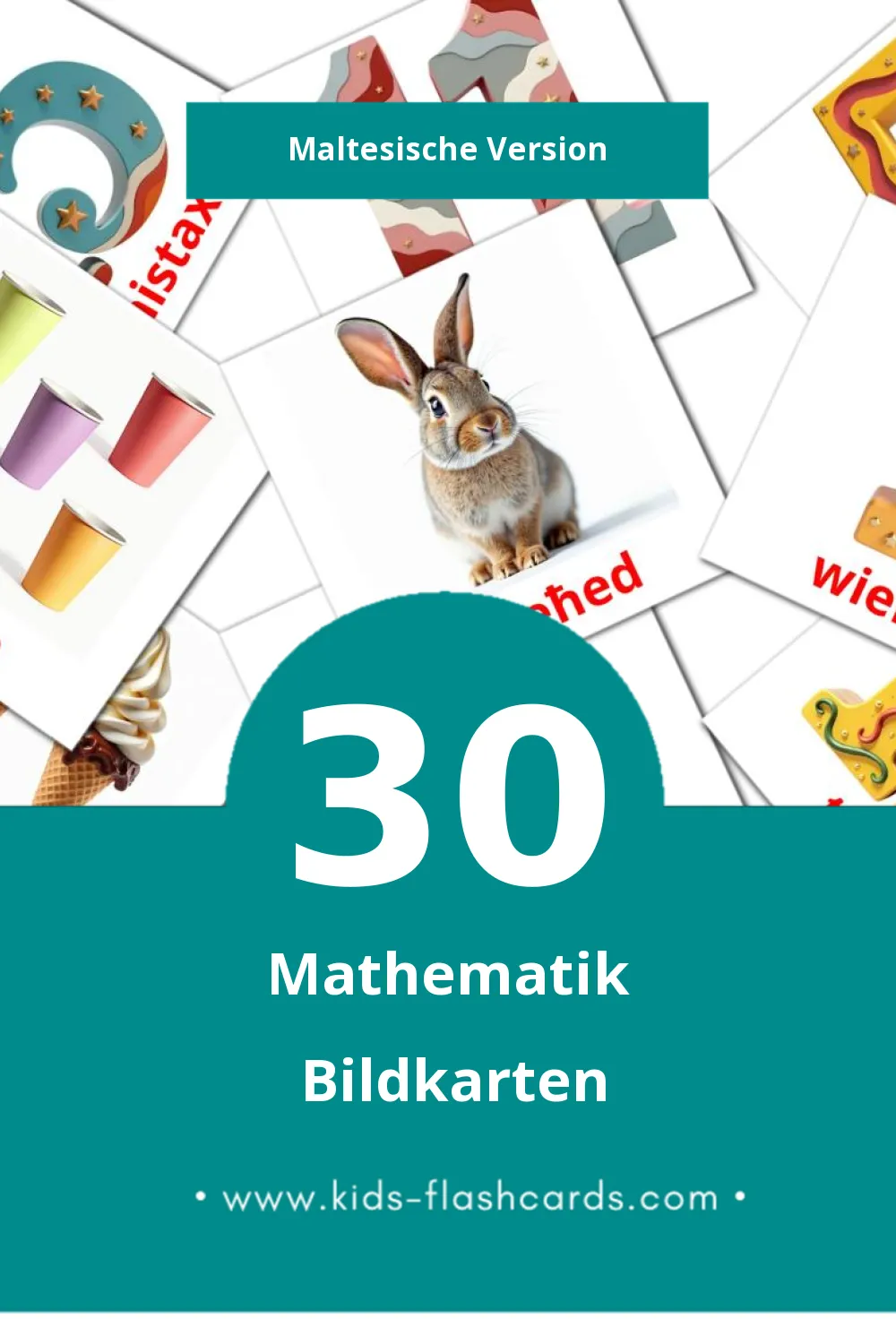 Visual Matematika Flashcards für Kleinkinder (30 Karten in Maltesisch)