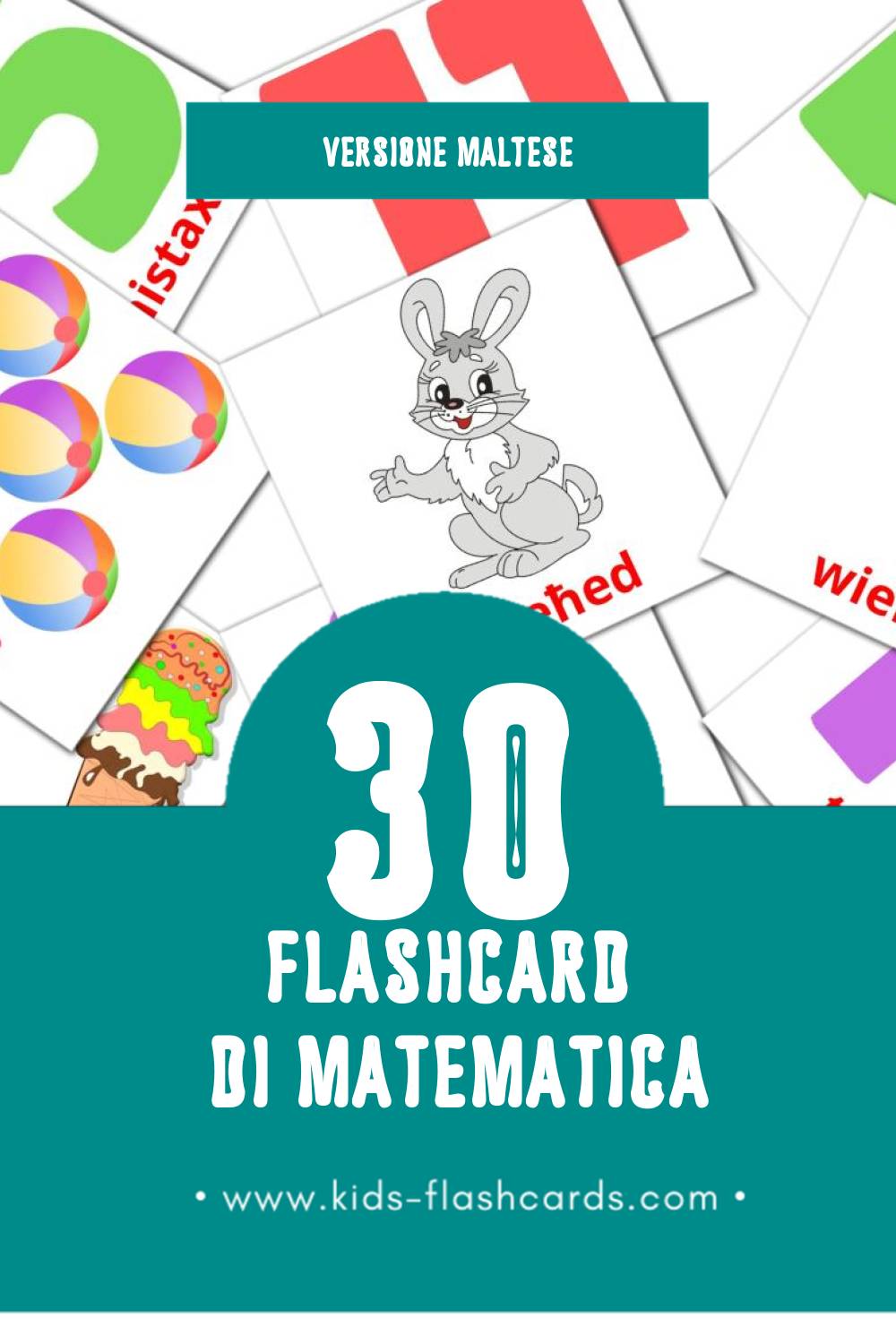 Schede visive sugli Matematika per bambini (30 schede in Maltese)
