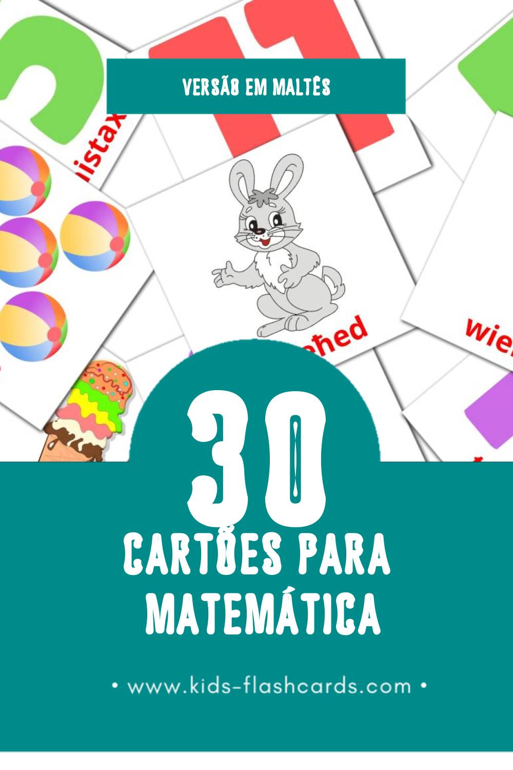 Flashcards de Matematika Visuais para Toddlers (30 cartões em Maltês)