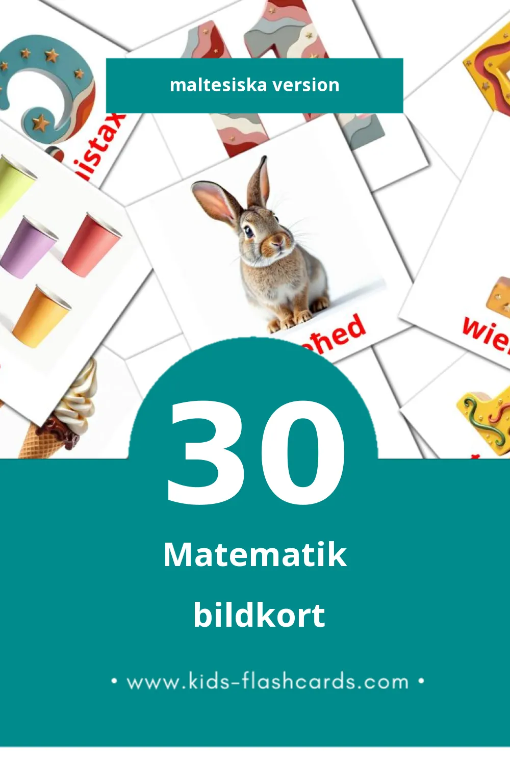 Visuella Matematika för småbarn (30 bildkort för barn på Maltesiska)