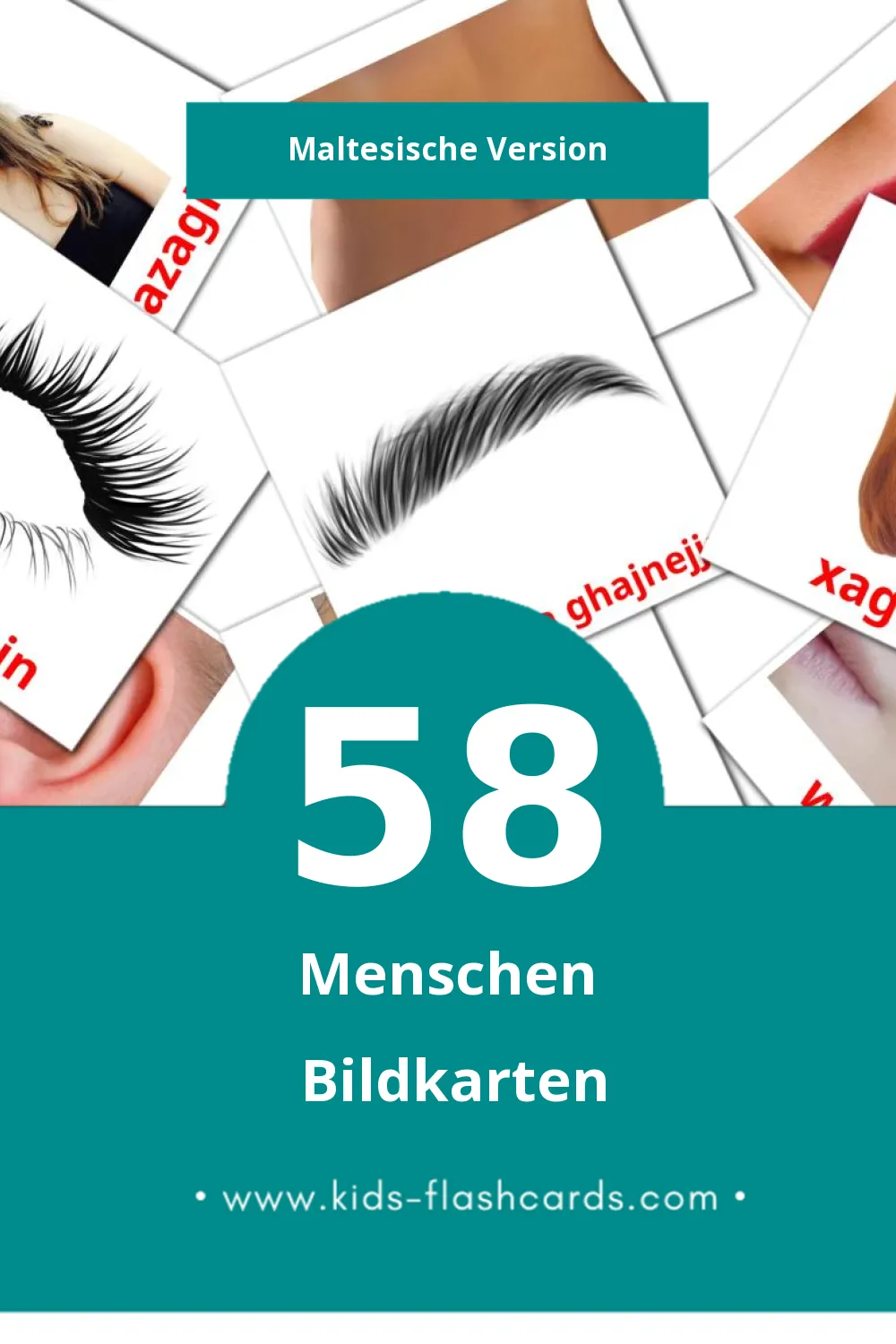 Visual Nies Flashcards für Kleinkinder (58 Karten in Maltesisch)