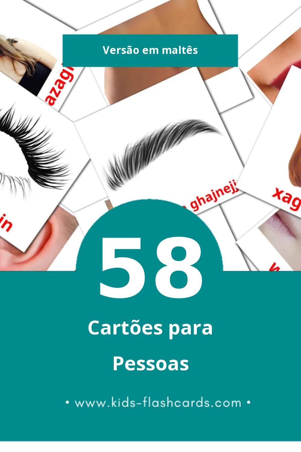 Flashcards de Nies Visuais para Toddlers (58 cartões em Maltês)