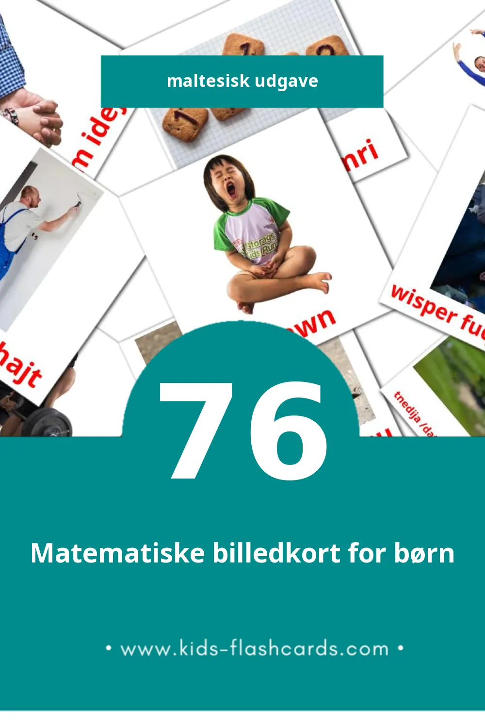 Visuelle billedkort for børn om Verbi til småbørn (76 kort på Maltesisk)