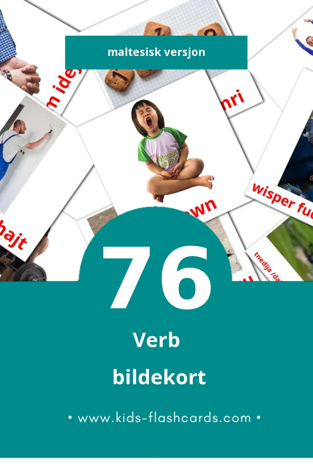 Visuelle Verbi bildekort for småbarn (76 kort på Maltesisk)