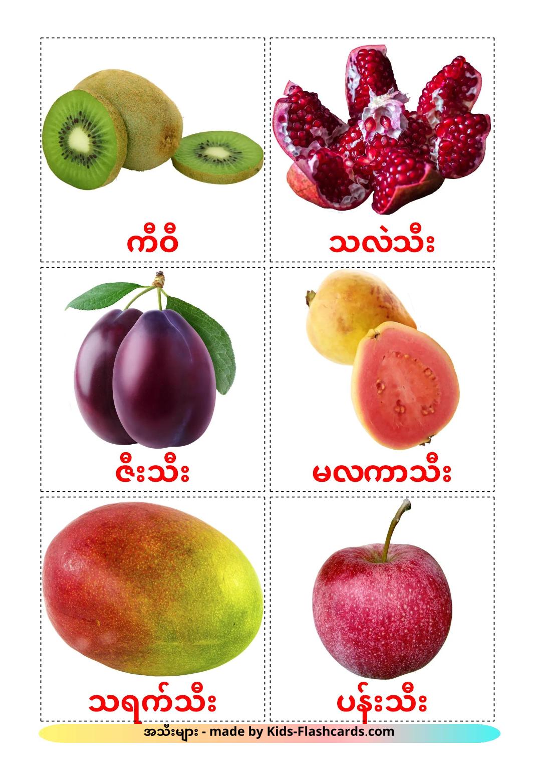 Fruits - 21 Free Printable burmese Flashcards 