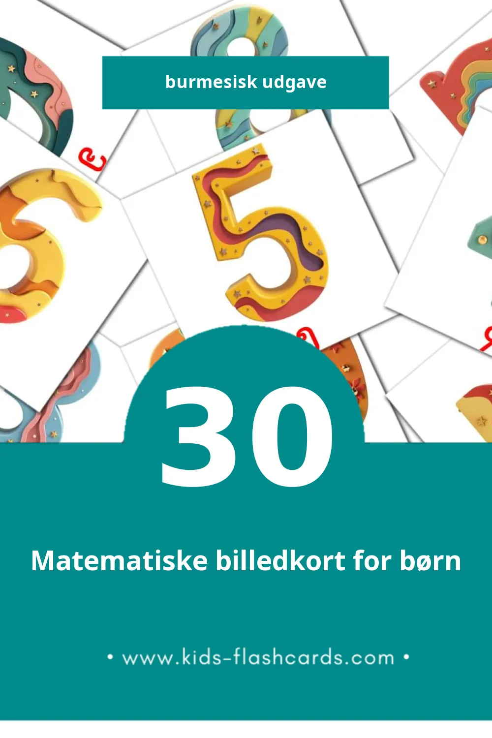 Visuelle billedkort for børn om သခ်ၤာ til småbørn (30 kort på Burmesisk)