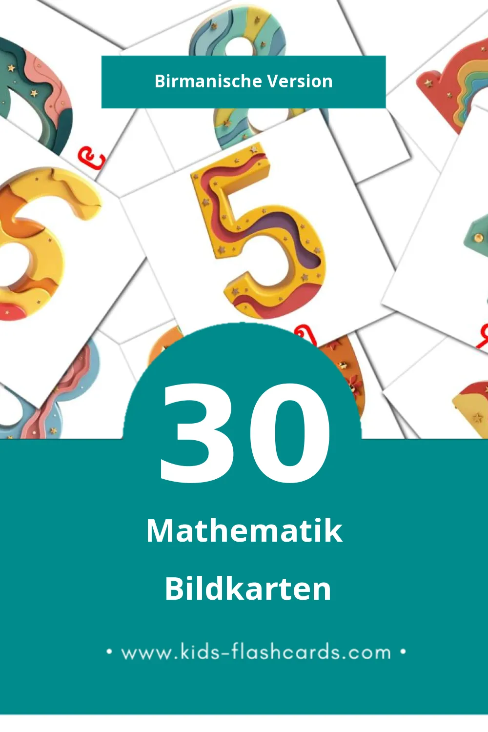 Visual သခ်ၤာ Flashcards für Kleinkinder (30 Karten in Birmanisch)