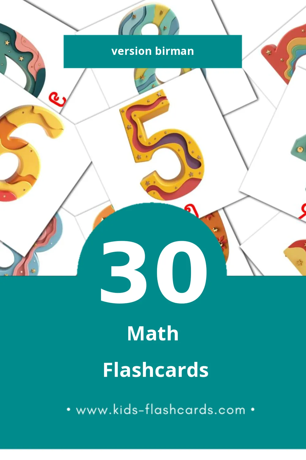 Flashcards Visual သခ်ၤာ pour les tout-petits (30 cartes en Birman)