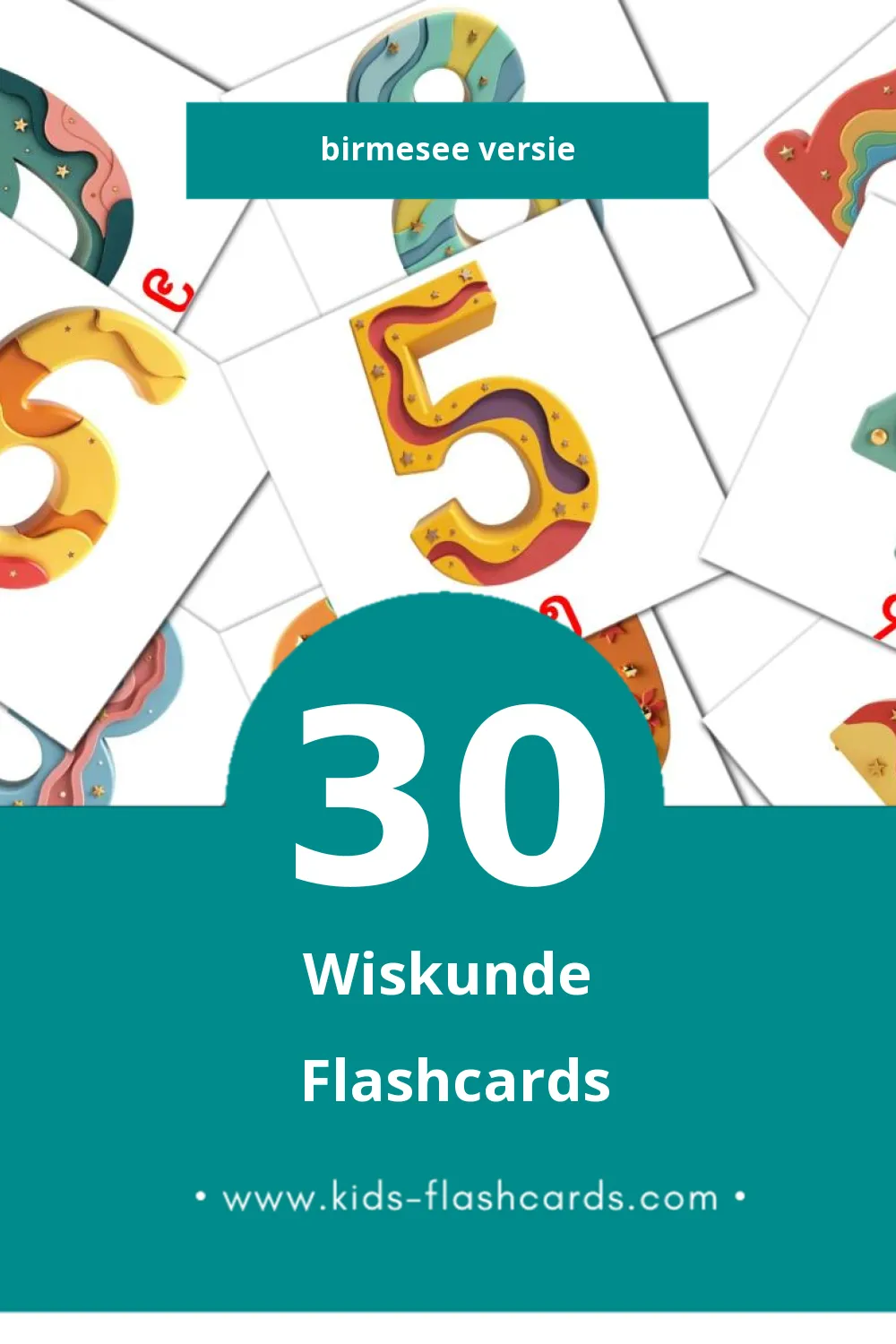 Visuele သခ်ၤာ Flashcards voor Kleuters (30 kaarten in het Birmese)