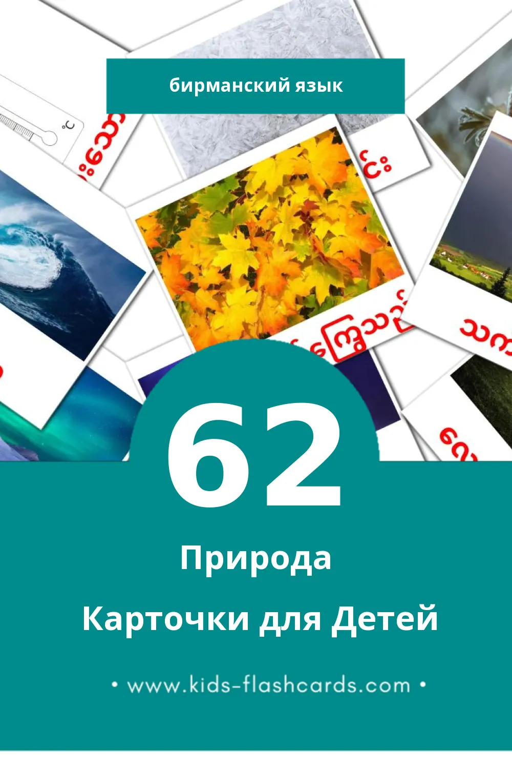 "သဘာဝ" - Визуальный Бирманском Словарь для Малышей (62 картинок)