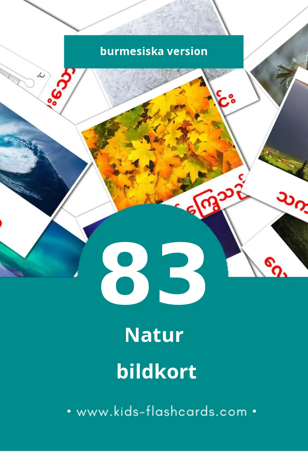 Visuella သဘာဝ för småbarn (83 bildkort för barn på Burmesiska)