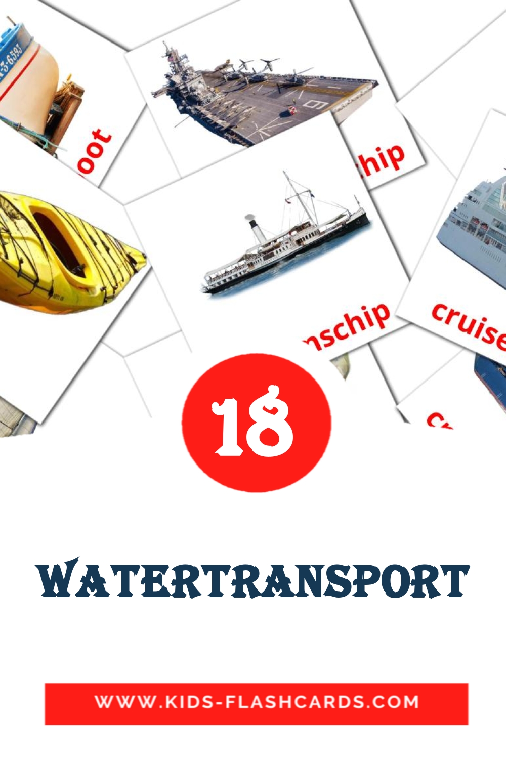 18 Watertransport Bildkarten für den Kindergarten auf Holländisch