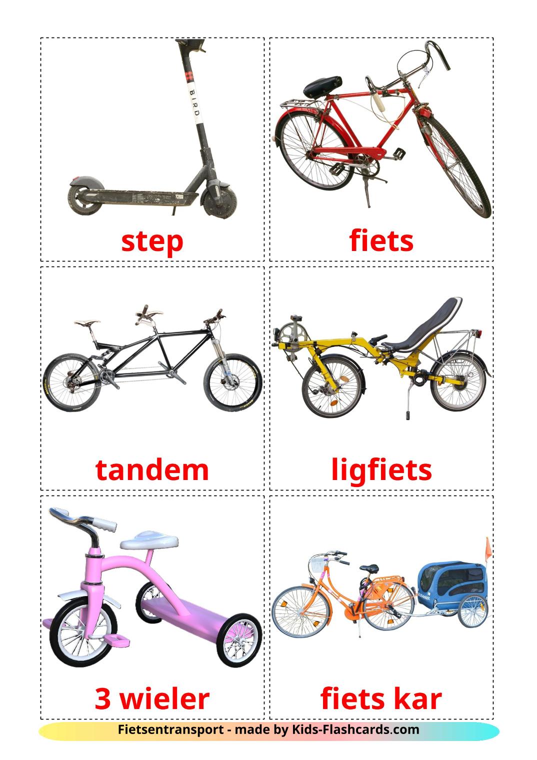 Bicycle transport - 16 Free Printable dutch Flashcards 