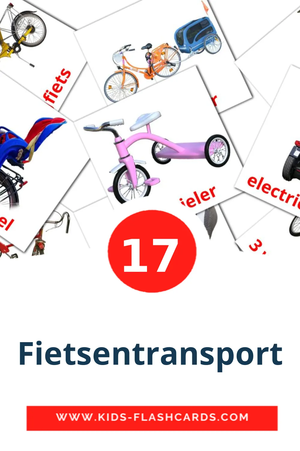 17 Fietsentransport fotokaarten voor kleuters in het nederlands