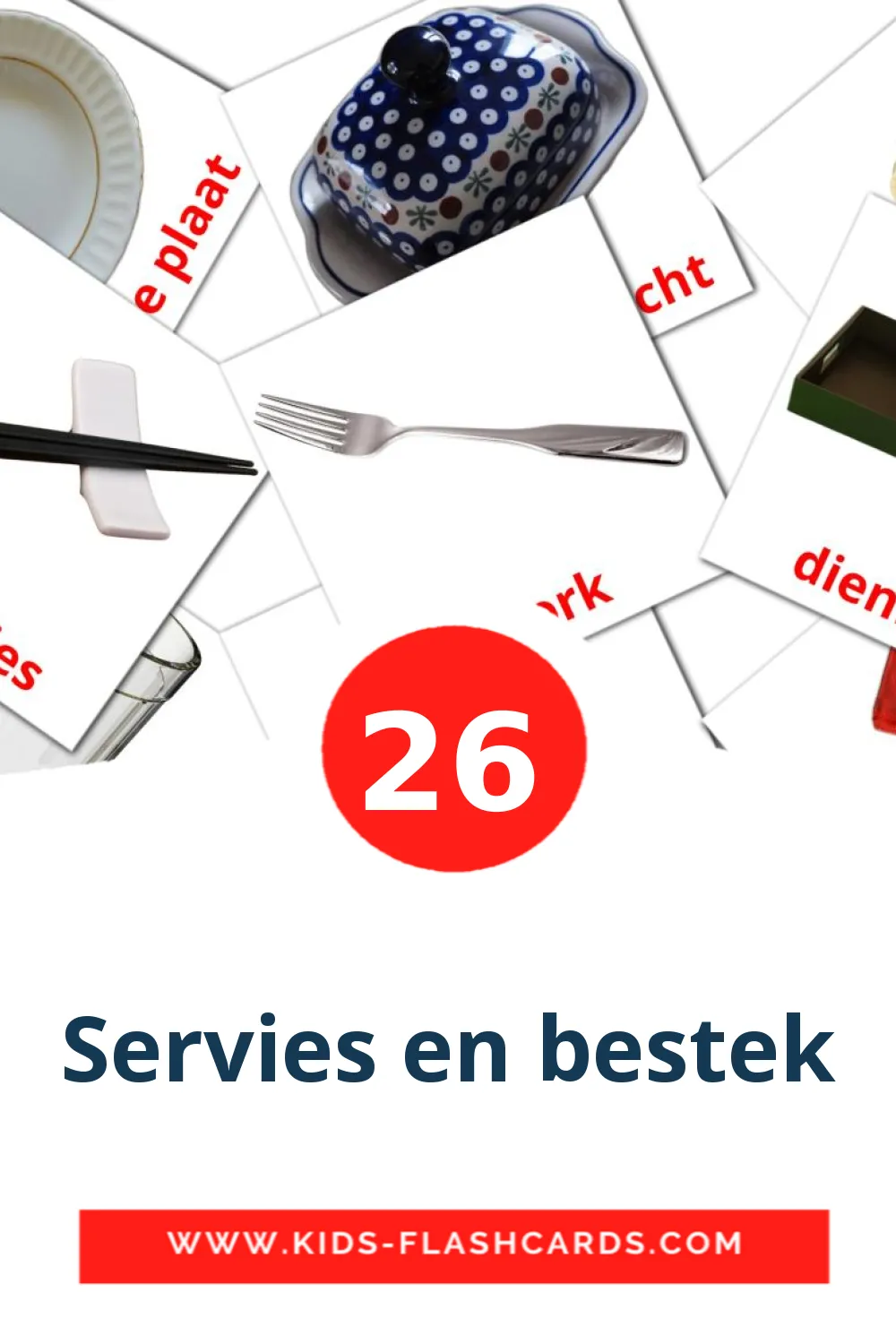 26 Servies en bestek fotokaarten voor kleuters in het nederlands