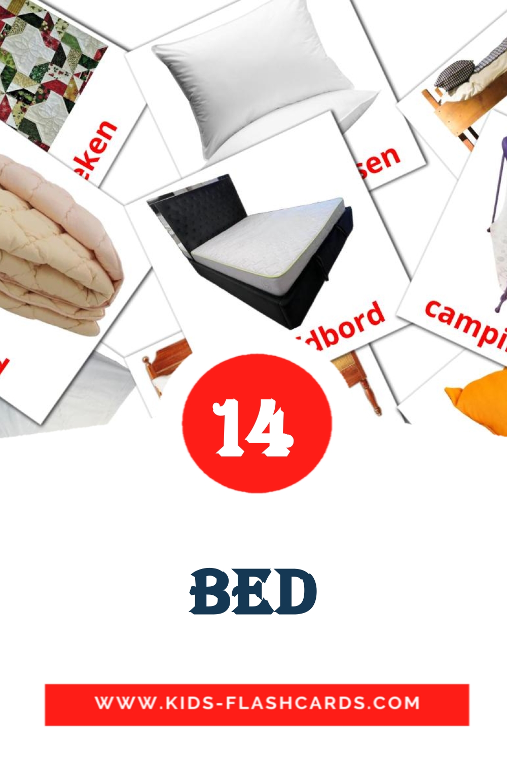 15 tarjetas didacticas de Bed para el jardín de infancia en holandés