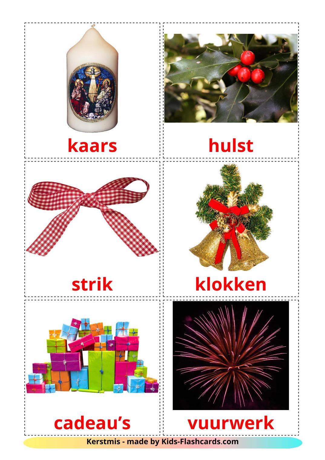 Christmas - 28 Free Printable dutch Flashcards 