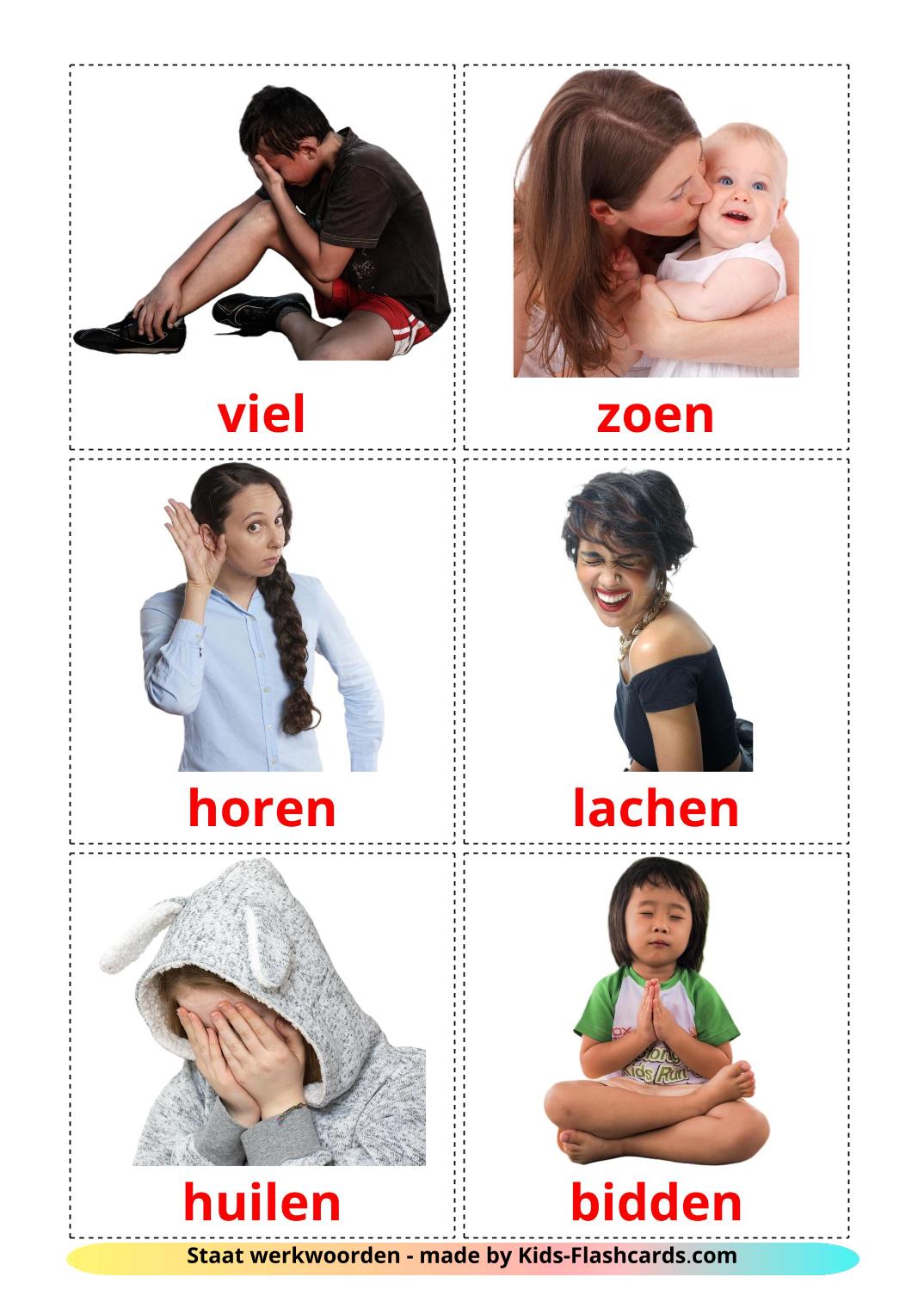 Les Verbes d'États - 23 Flashcards néerlandais imprimables gratuitement