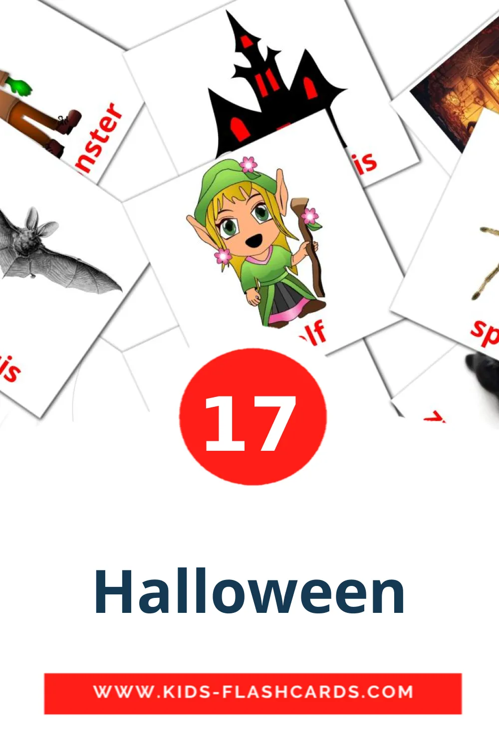 17 cartes illustrées de Halloween pour la maternelle en néerlandais