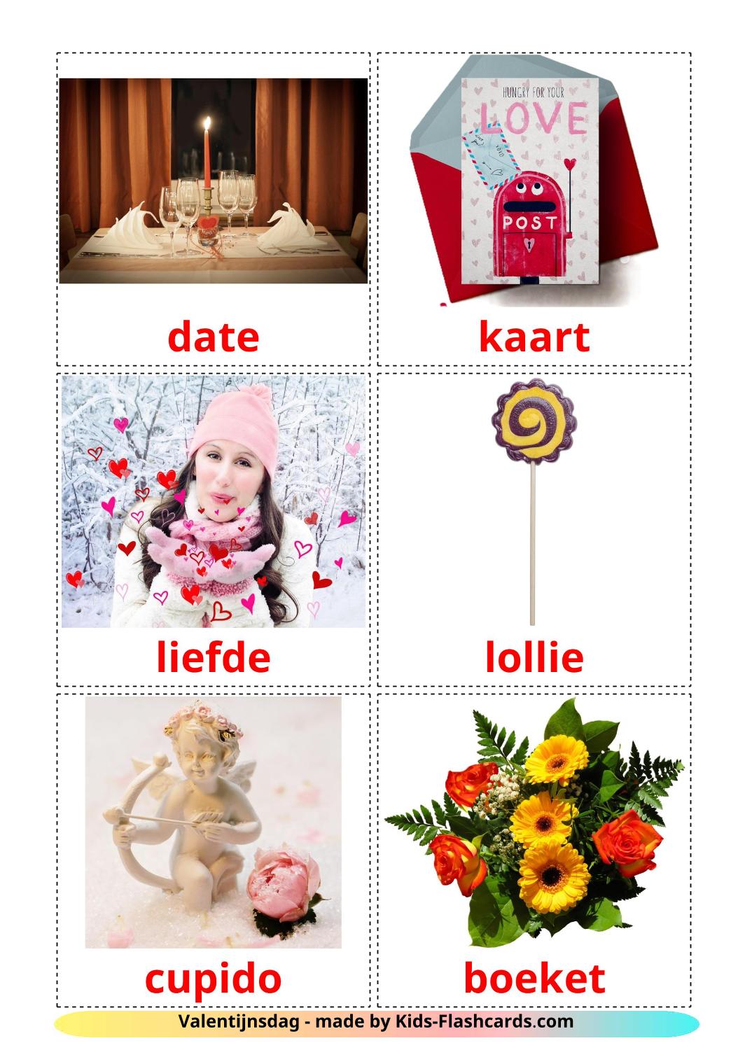 Valentinstag - 18 kostenlose, druckbare Holländisch Flashcards 