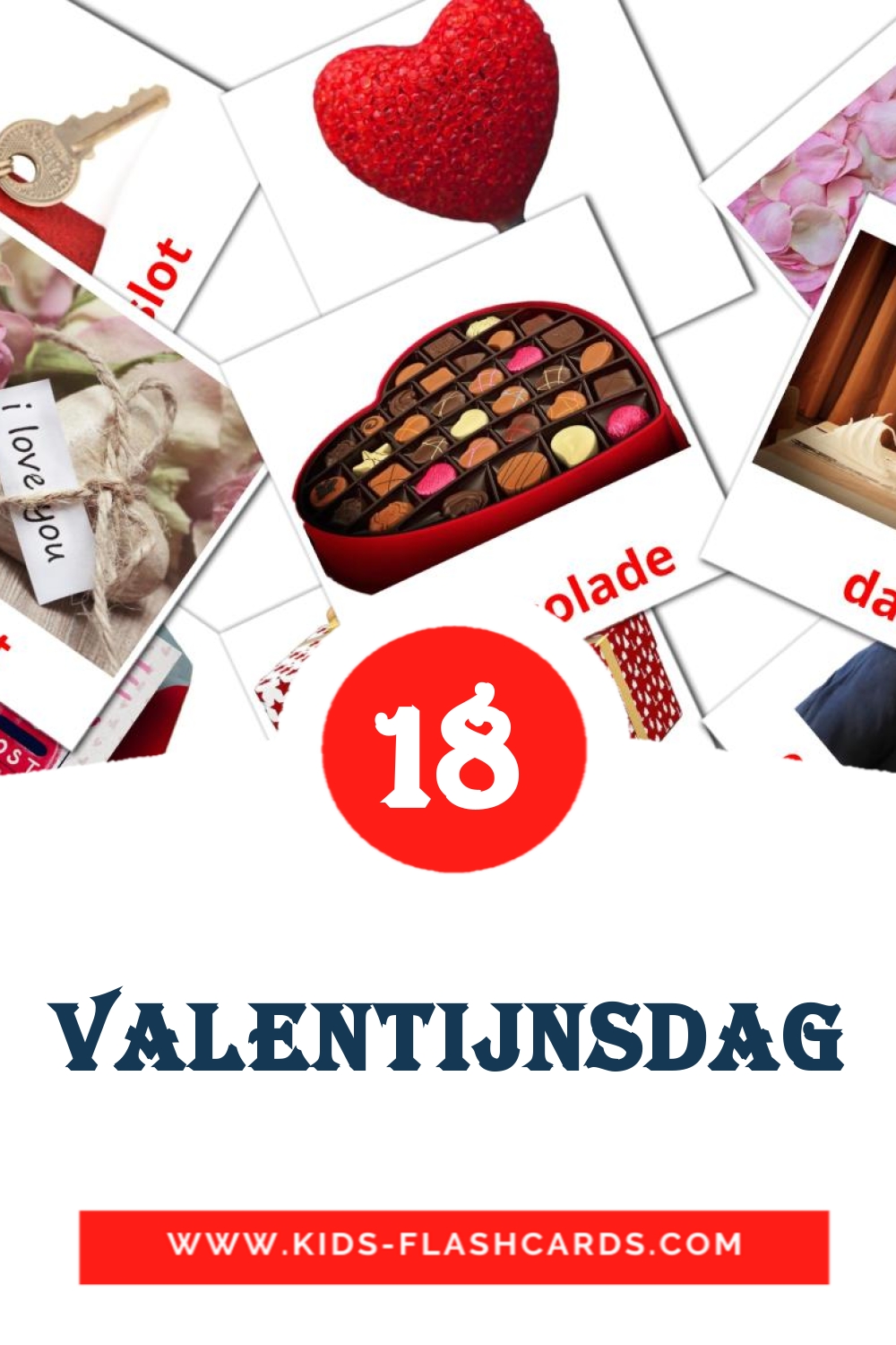 18 Cartões com Imagens de Valentijnsdag para Jardim de Infância em dutch
