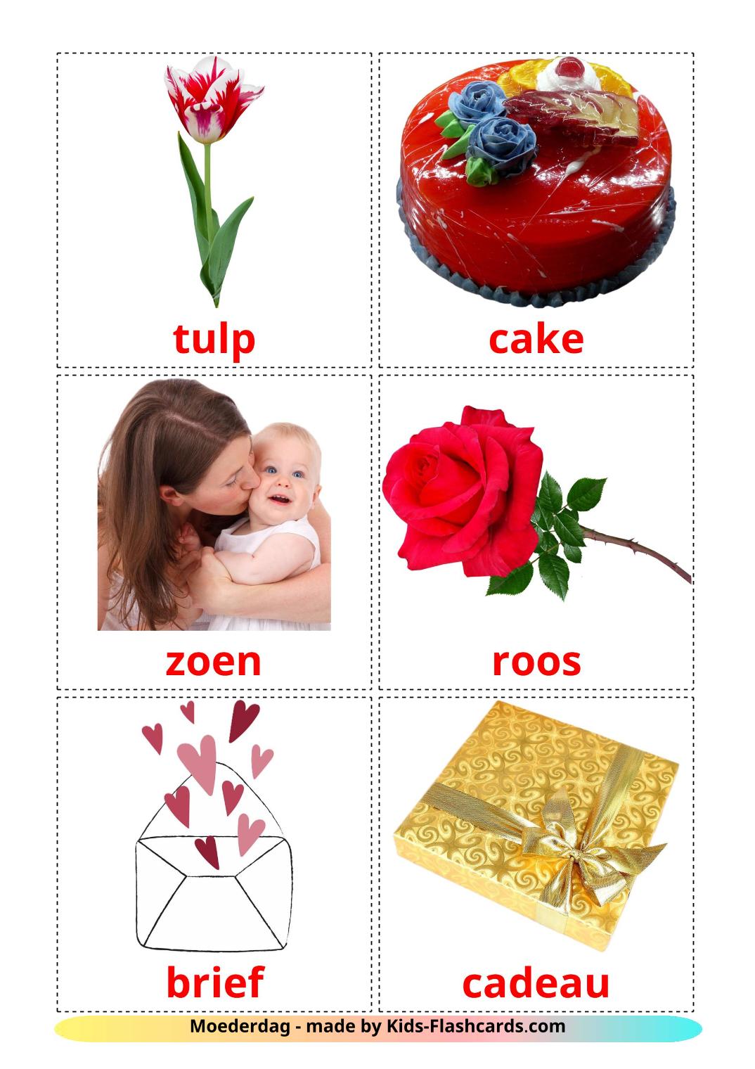 Muttertag - 24 kostenlose, druckbare Holländisch Flashcards 