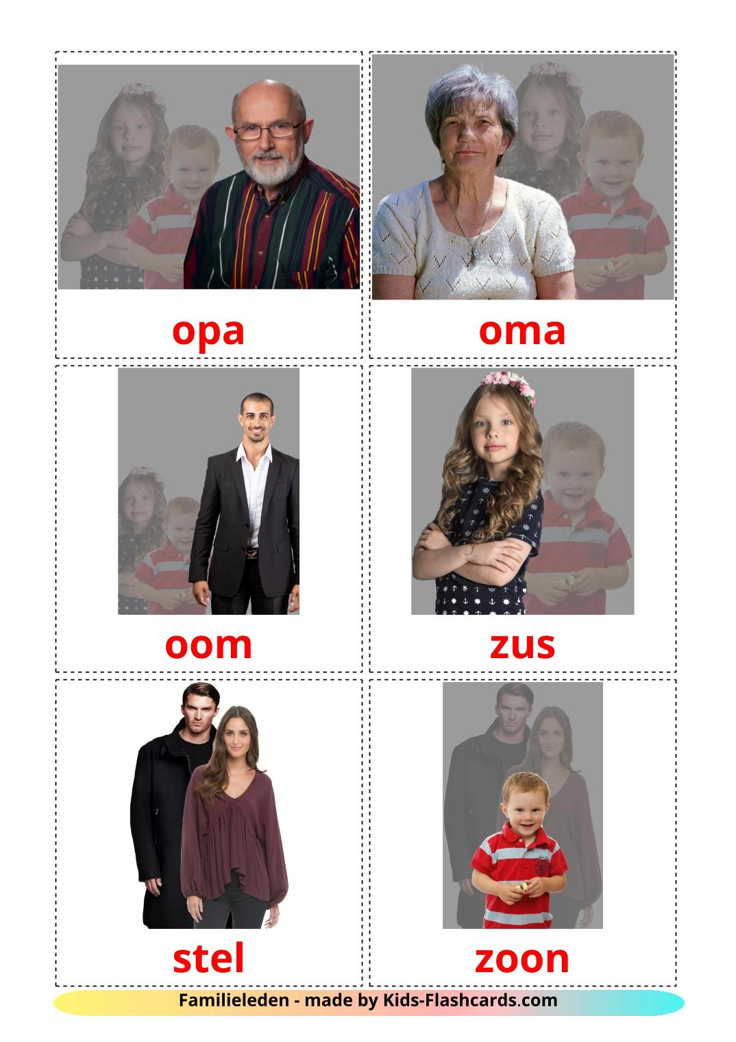 Family members - 32 Free Printable dutch Flashcards 