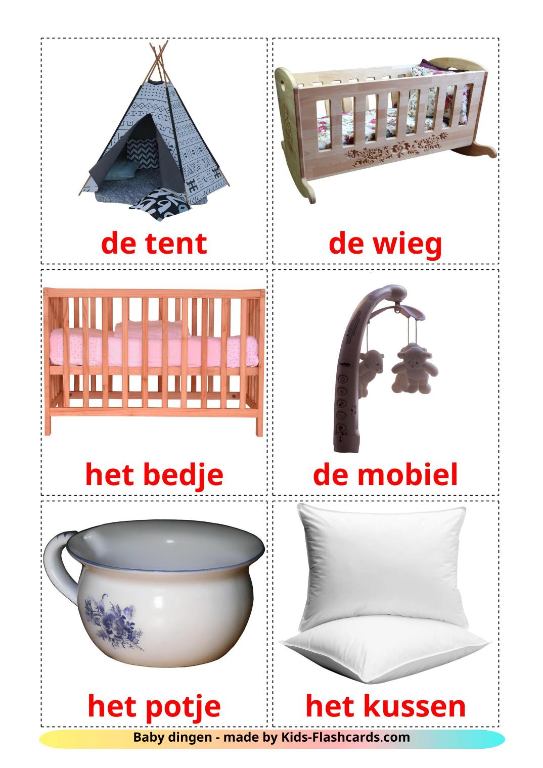 Accessoires bébé - 19 Flashcards néerlandais imprimables gratuitement