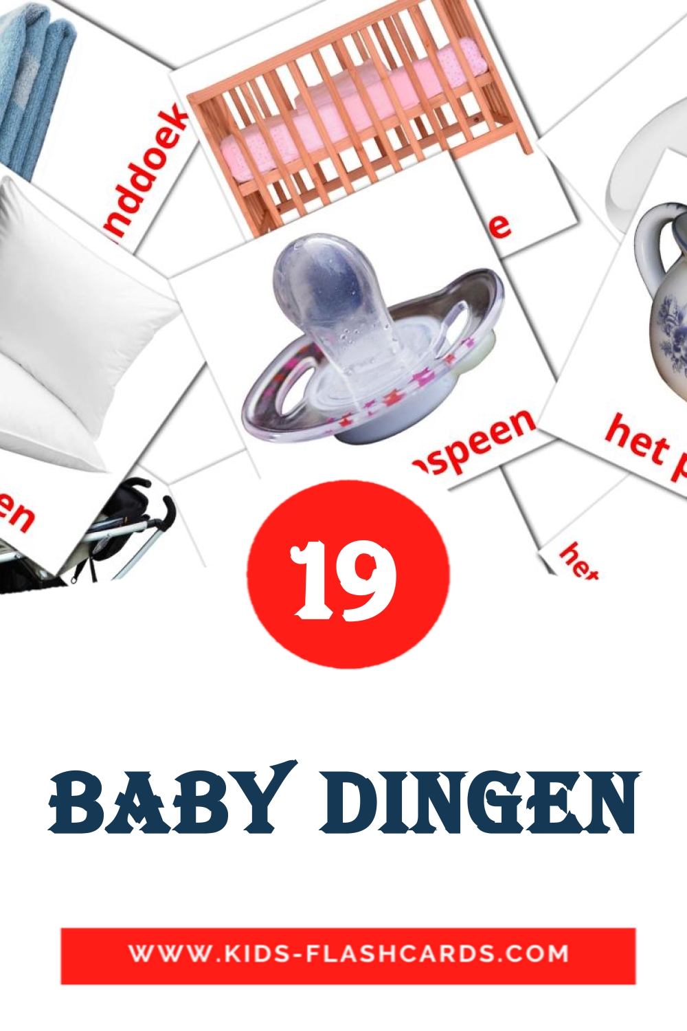 19 cartes illustrées de Baby dingen pour la maternelle en néerlandais