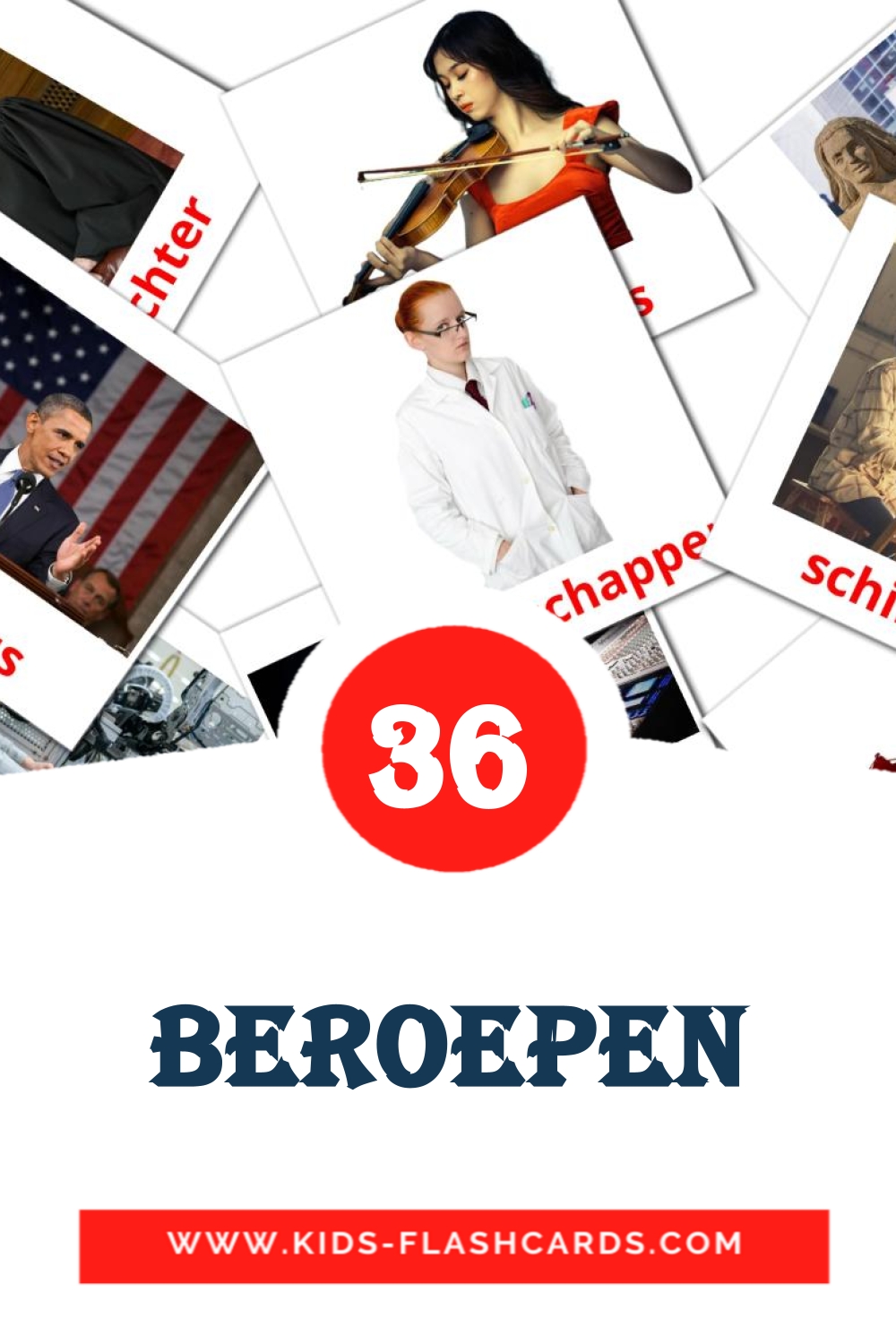 36 tarjetas didacticas de Beroepen para el jardín de infancia en holandés
