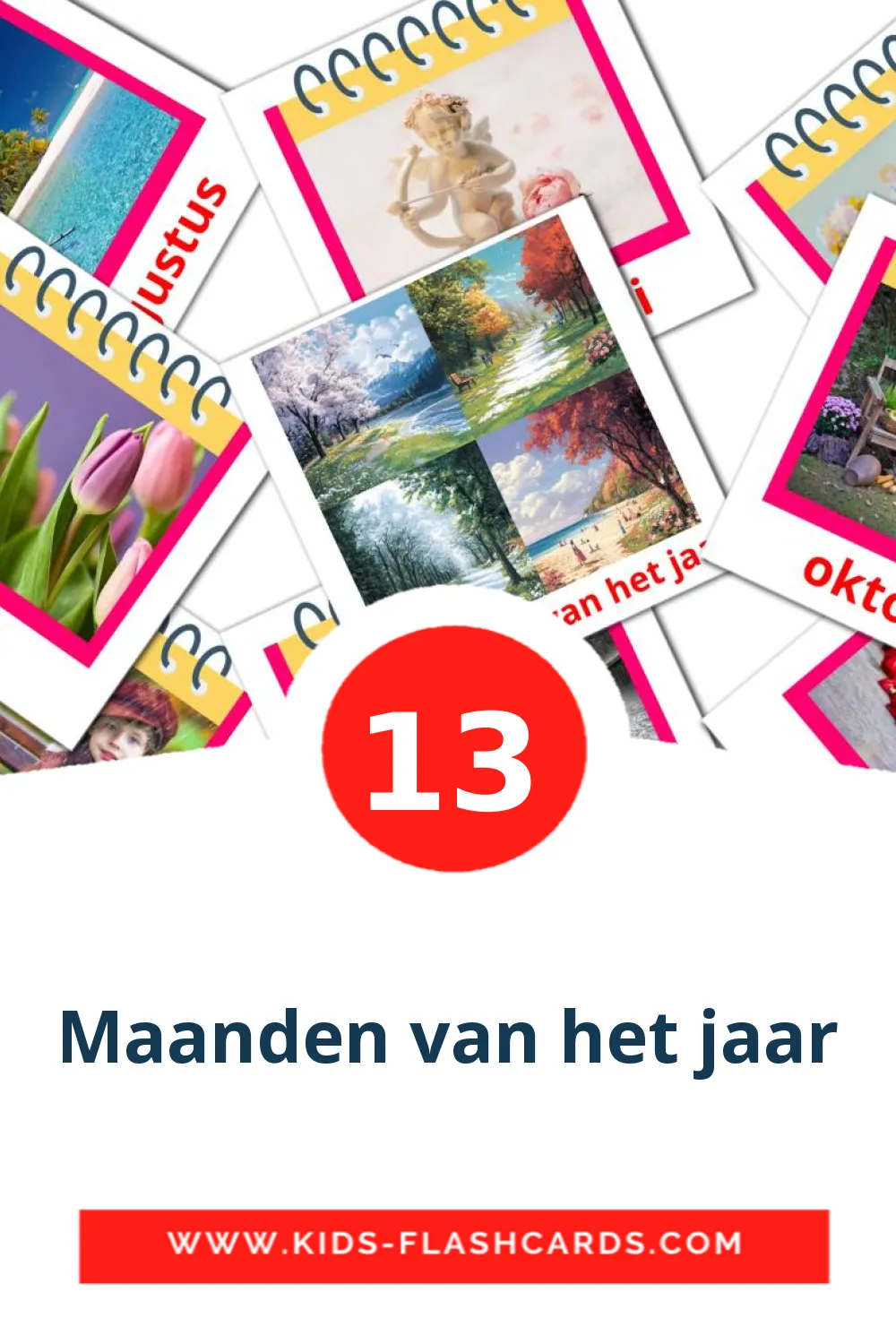 13 Cartões com Imagens de Maanden van het jaar para Jardim de Infância em dutch