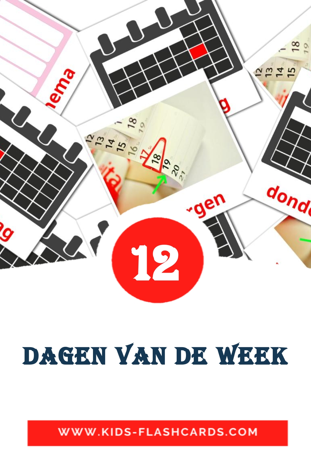 Dagen van de week на нидерландcком для Детского Сада (12 карточек)