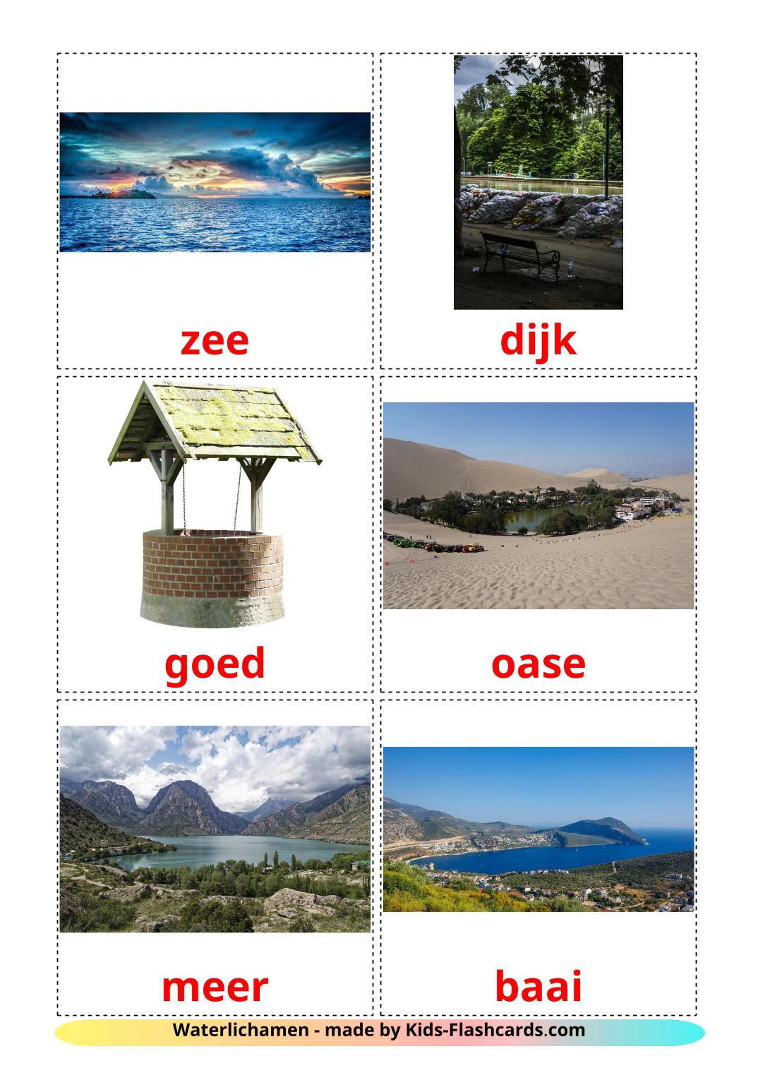 Bodies of Water - 30 Free Printable dutch Flashcards 