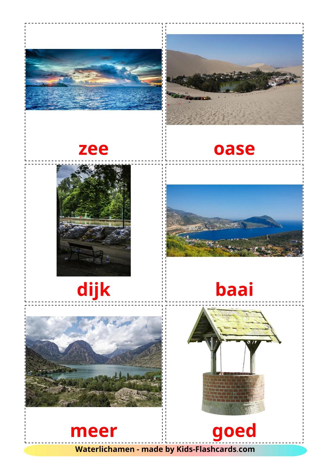 Éléments d'eau - 30 Flashcards japonés imprimables gratuitement