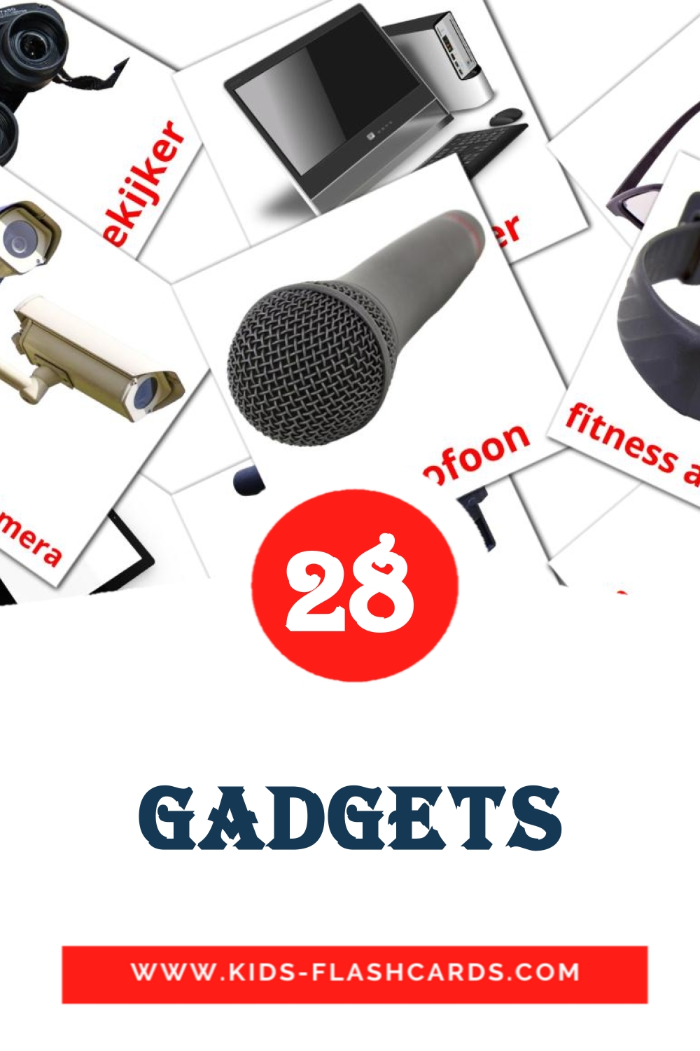 29 cartes illustrées de Gadgets pour la maternelle en néerlandais