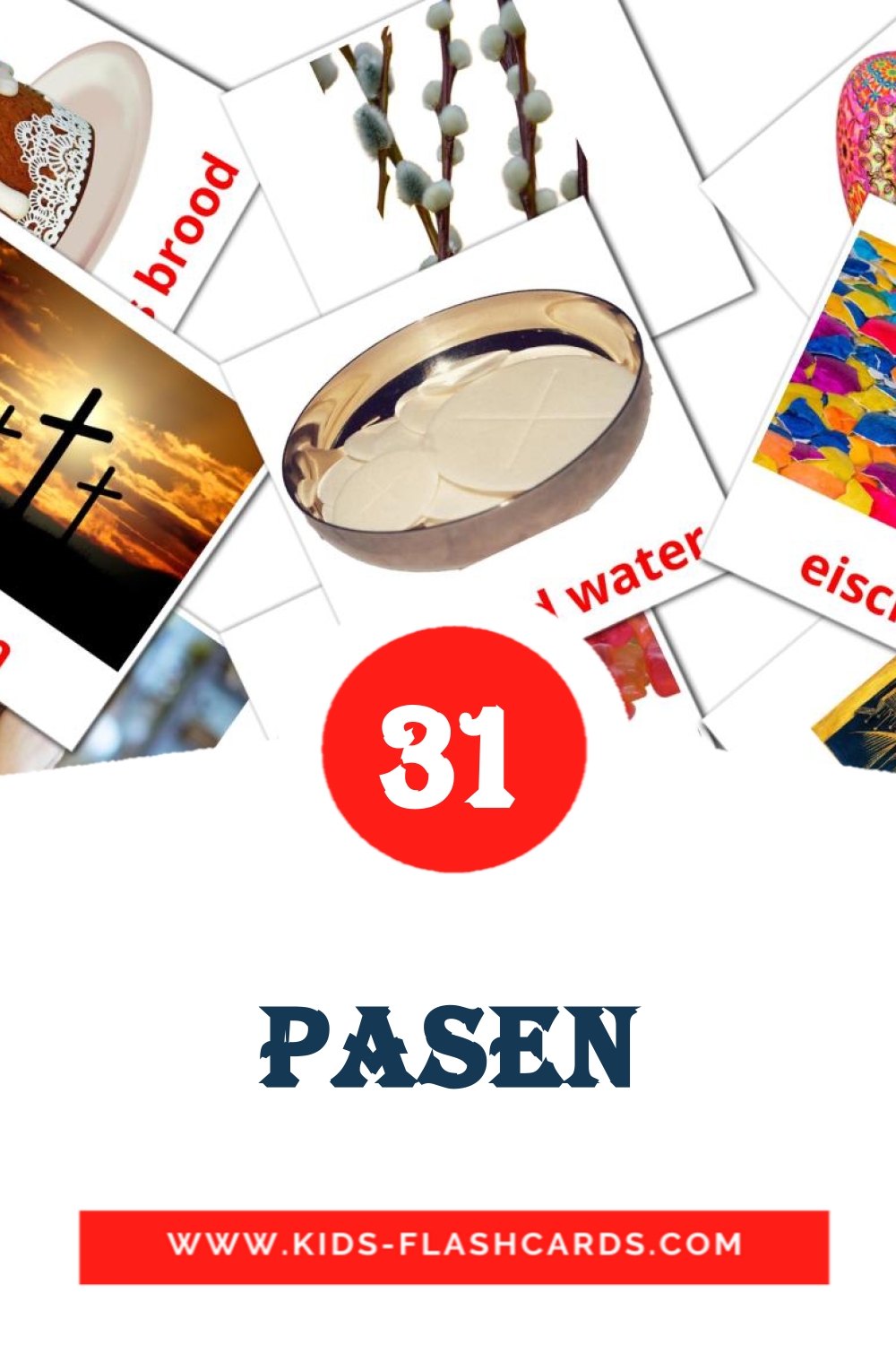 31 tarjetas didacticas de Pasen para el jardín de infancia en holandés