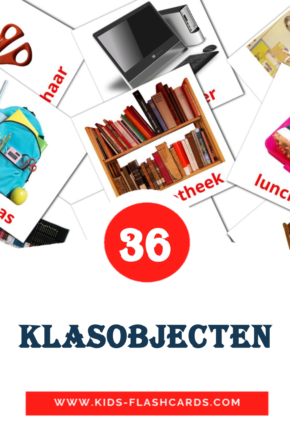 36 carte illustrate di Klasobjecten per la scuola materna in olandese