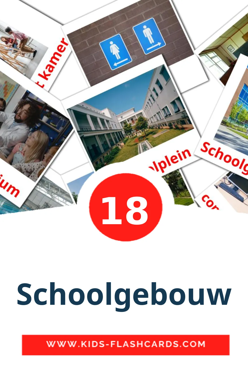 18 Schoolgebouw fotokaarten voor kleuters in het nederlands