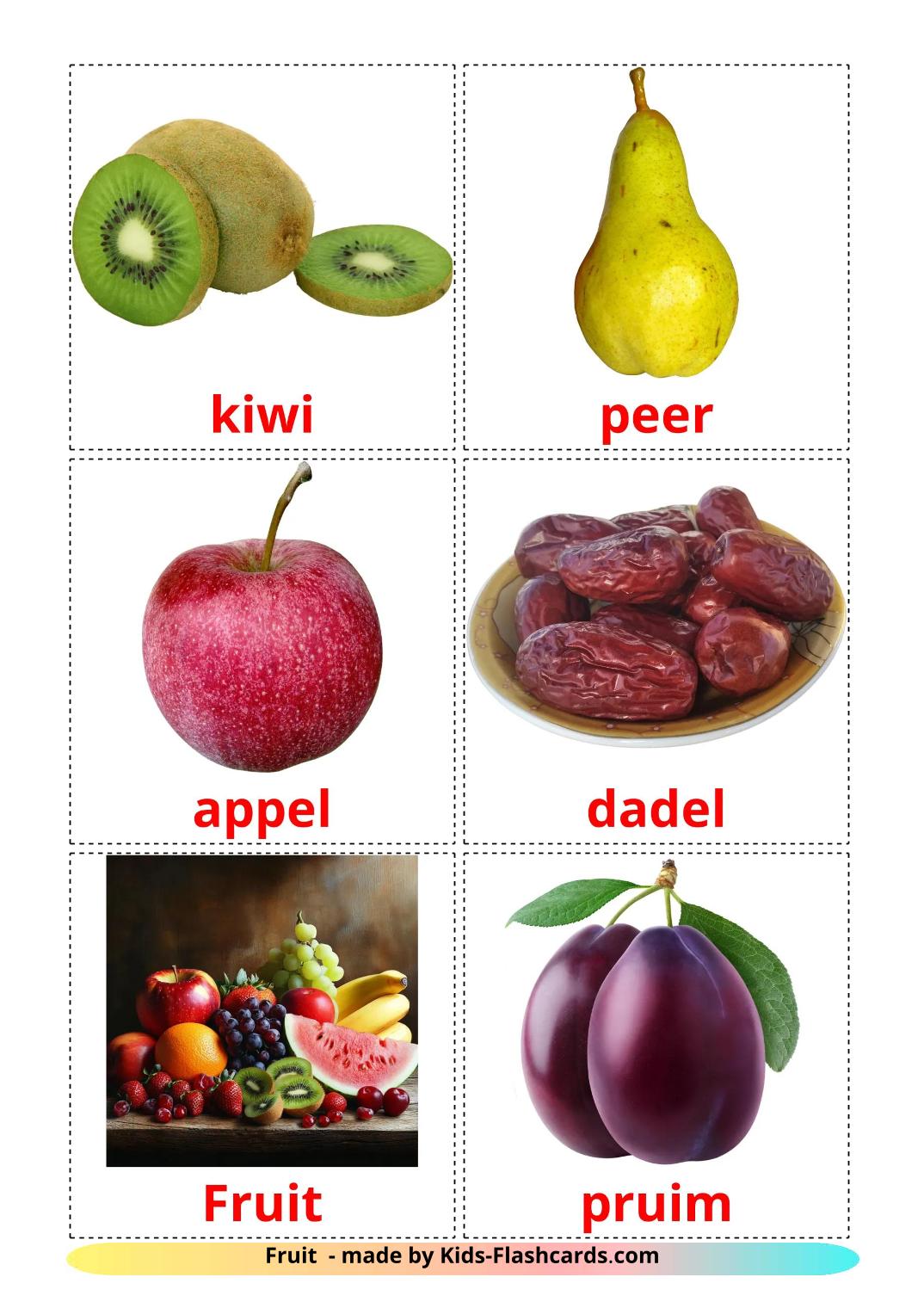 Obst - 21 kostenlose, druckbare Holländisch Flashcards 